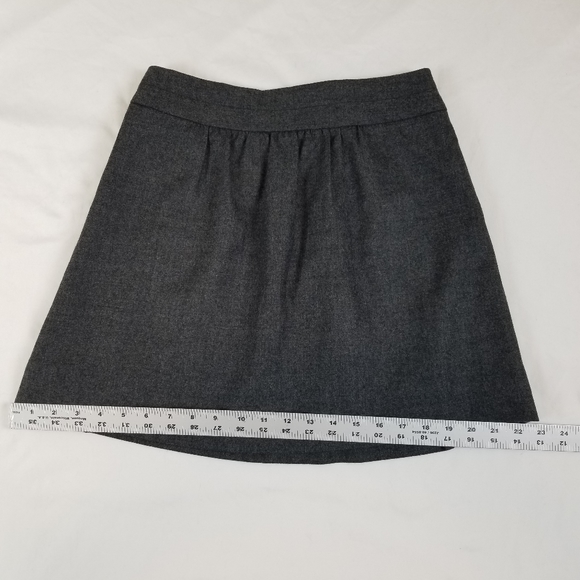 J Crew Wool Mini Skirt Charcoal Grey Shirred Pleated Sz 0 Gathered Women Lined - Picture 11 of 12